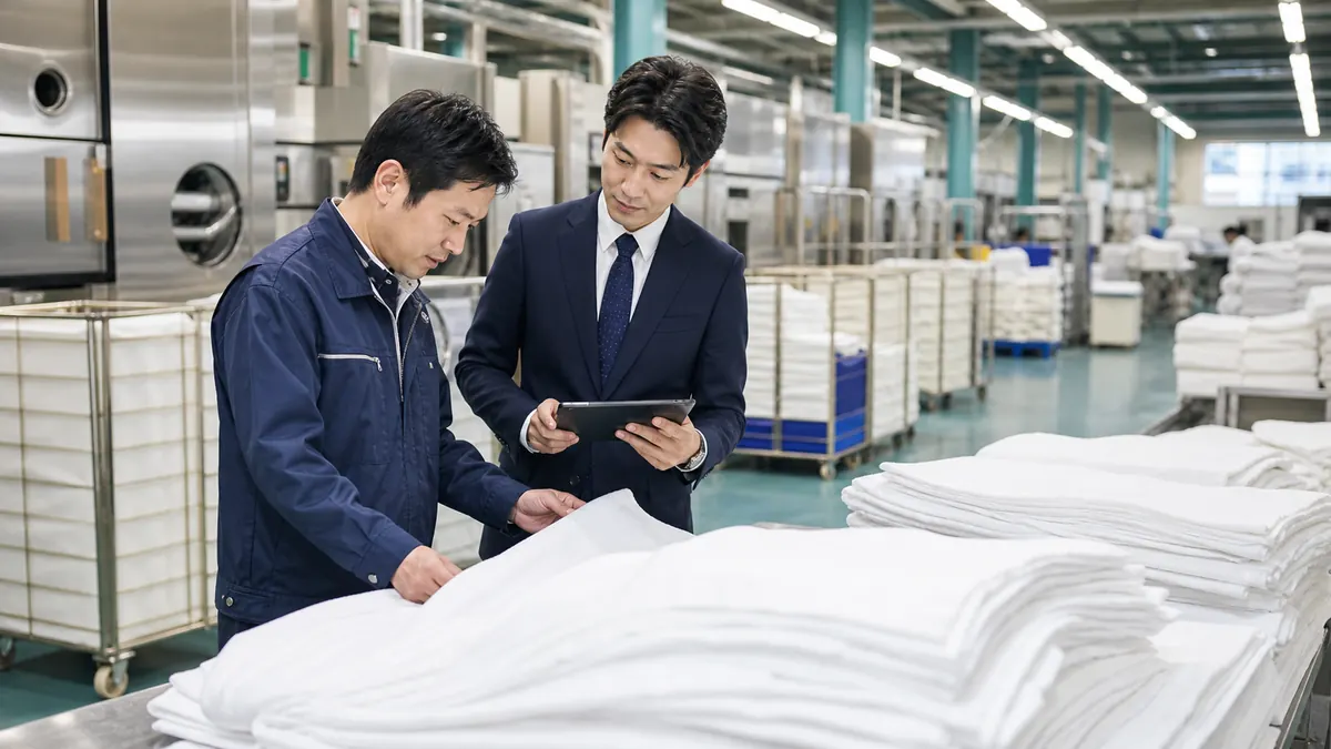 リネン工場の設備と品質確認